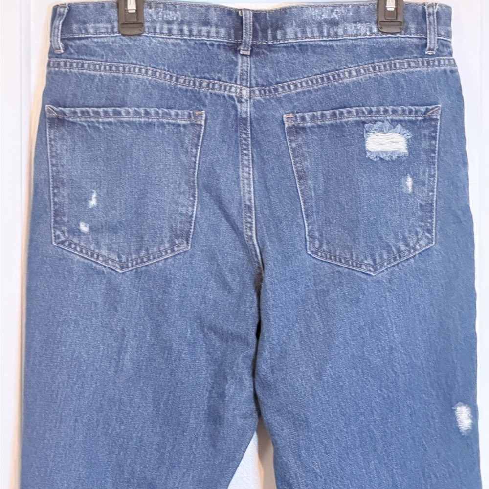 Express Distressed  Raw Hem sz12 straight ankle High Rise Blue Jeans - Picture 8 of 11